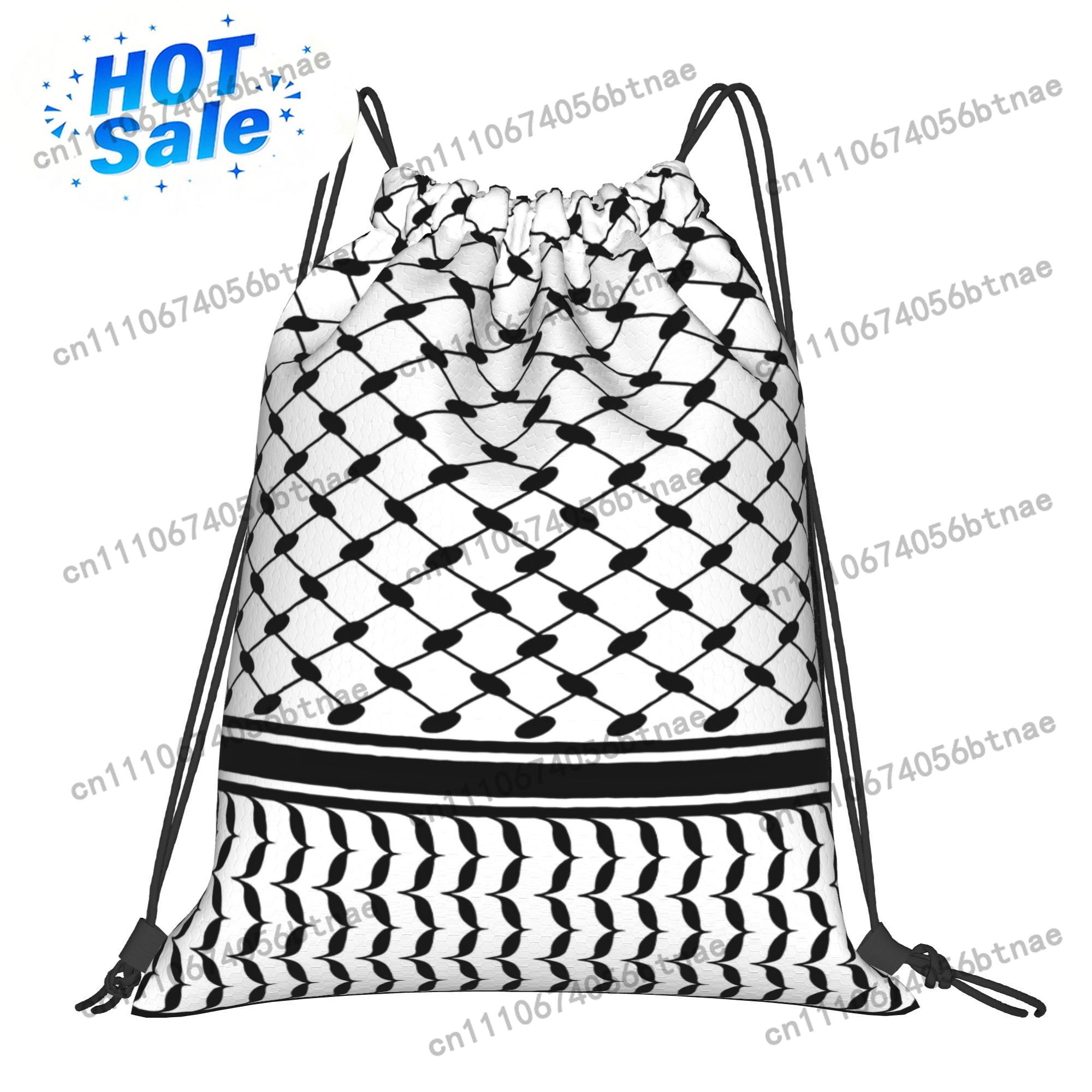 Drawstring Gym Bag - Sac à cordon motif Kufiya moyen-oriental,